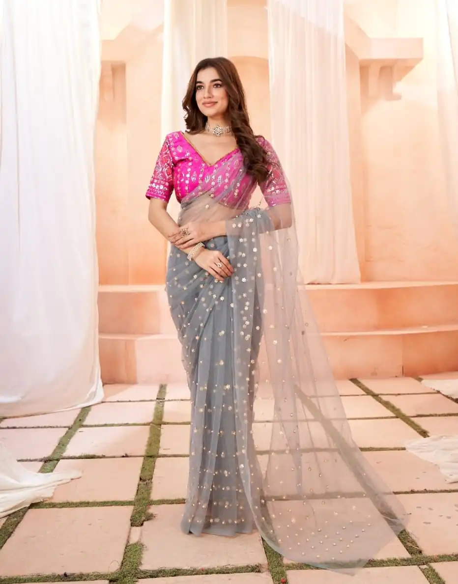BT 1158 Grey Color Heavy Butterfly Net Embroidery Saree Casual, Party Wear, Traditional Wear, Wedding Wear, Expected Delivery 4-6 Working Days@1699 | Bollywood Sarees, Creative Sarees, Designer Sarees, Ethnic Saree, Modern Digital sarees, Party Wear Sarees, Sarees