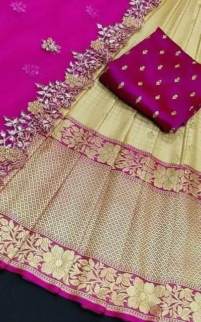 SC Mohini Yellow Color Kanjivaram Silk Zari Design Half Saree , Party Wear, Events, Festivals Expected Delivery 4-6 Working Days 1749/- | Bollywood Lehenga, Creative Lehenga, Designer Lehenga, Embroidered Lehenga, Lehenga, Party Wear Lehenga