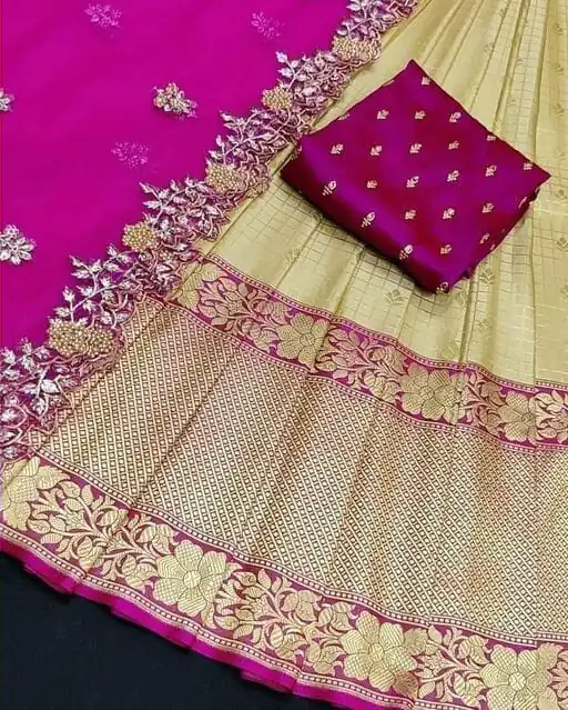 SC Mohini Yellow Color Kanjivaram Silk Zari Design Half Saree , Party Wear, Events, Festivals Expected Delivery 4-6 Working Days 1749/- | Bollywood Lehenga, Creative Lehenga, Designer Lehenga, Embroidered Lehenga, Lehenga, Party Wear Lehenga