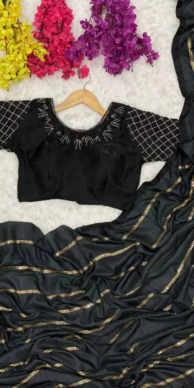 AC Black LABEL Color Vichitra Fabric And Sequence Work Saree Casual, Wedding, Festive, Events Expected Delivery 4-6 Working Days @1849 /- | Bollywood Sarees, Creative Sarees, Designer Sarees, Embroidered Sarees, Ethnic Saree, Modern Digital sarees, Party Wear Sarees, Sarees