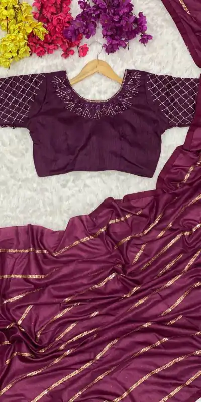AC Purple LABEL Color Vichitra Fabric And Sequence Work Saree Casual, Wedding, Festive, Events Expected Delivery 4-6 Working Days @1849 /- | Bollywood Sarees, Creative Sarees, Designer Sarees, Embroidered Sarees, Ethnic Saree, Modern Digital sarees, Party Wear Sarees, Sarees
