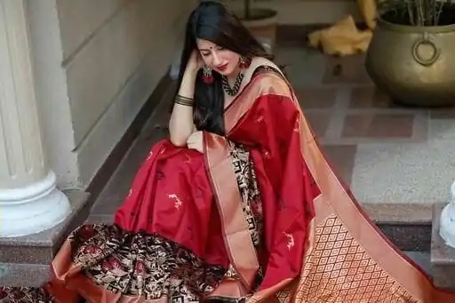 ES 8160 Red Color Soft Lichi Silk Butti Work Saree Casual, Wedding, Party, Festive, Events Etc. Expected Delivery 4-6 Working Days @1499/- | Bollywood Sarees, Creative Sarees, Designer Sarees, Embroidered Sarees, Ethnic Saree, Modern Digital sarees, Party Wear Sarees, Sarees