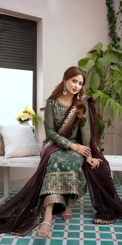 NF 1208 Green color Faux Georgette Embroidery Salwar Suit Casual, Wedding, Party, Festive, Events . Expected Delivery 4-6 Working Days @2049 | Jump Suits, Casual Suits, Creative suits, Designer Suits, Palazzo Suits, Party Wear Suits, Patiala Suits, Salwar suit, Straight Suits