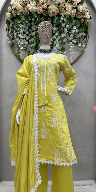 RTC 5703 Mustard Color Maslin silk Thread Work Salwar Suit Casual, Wedding, Party, Festive, Events. Expected Delivery 4-6 Working Days @2099/- | Casual Suits, Creative suits, Designer Suits, Palazzo Suits, Party Wear Suits, Patiala Suits, Salwar suit, Straight Suits