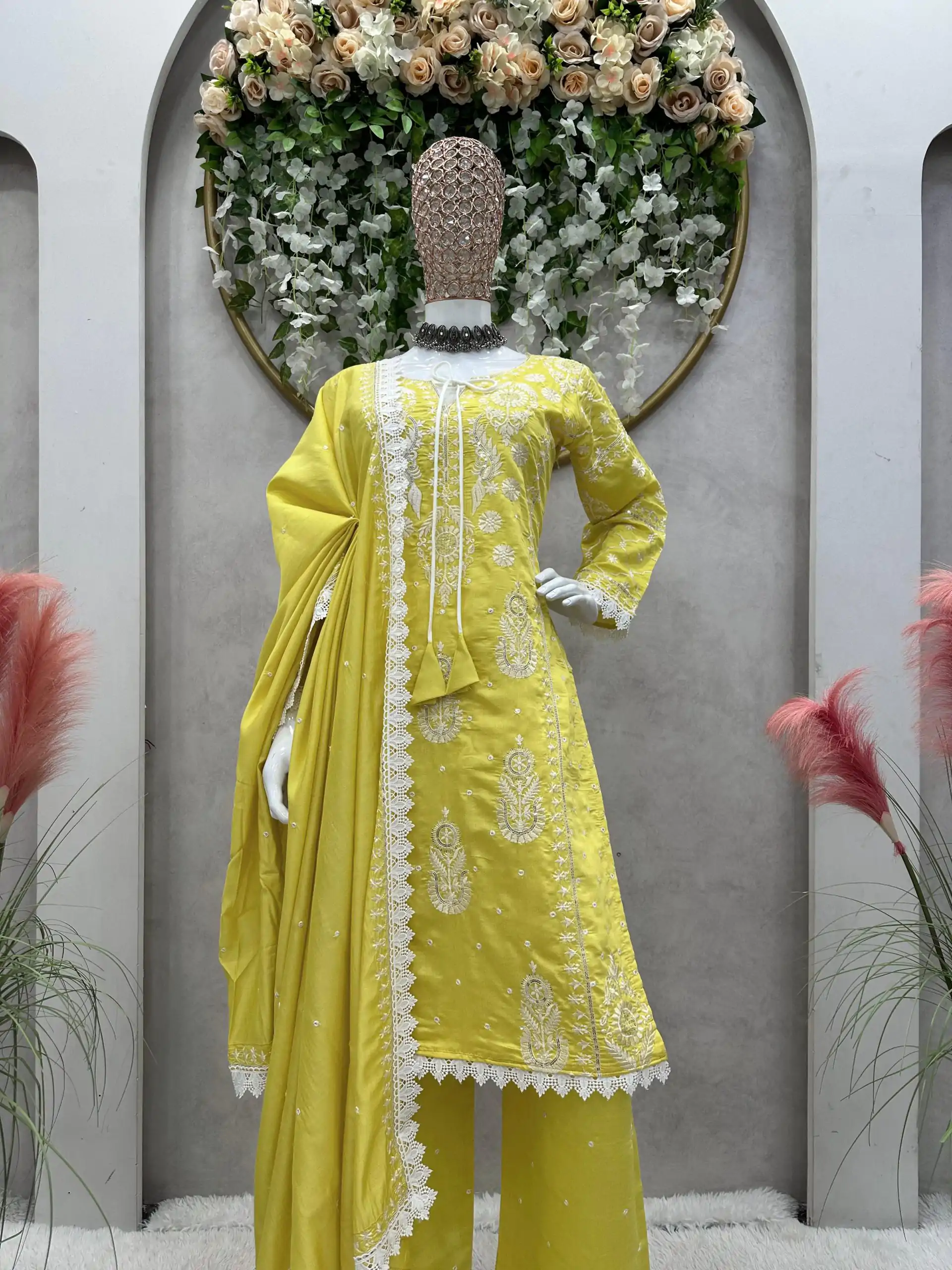 RTC 5703 Mustard Color Maslin silk Thread Work Salwar Suit Casual, Wedding, Party, Festive, Events. Expected Delivery 4-6 Working Days @2099/- | Casual Suits, Creative suits, Designer Suits, Palazzo Suits, Party Wear Suits, Patiala Suits, Salwar suit, Straight Suits