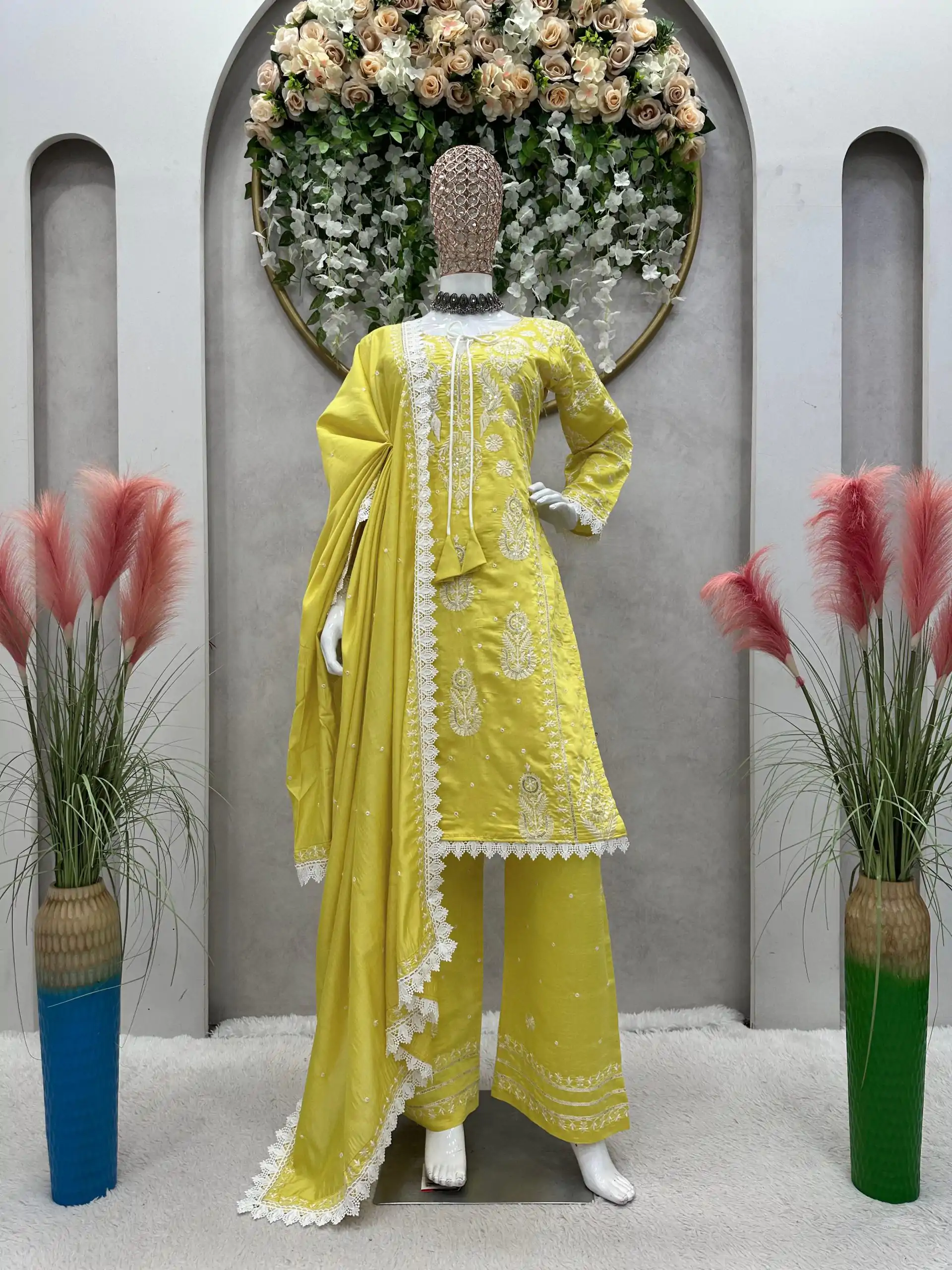 RTC 5703 Mustard Color Maslin silk Thread Work Salwar Suit Casual, Wedding, Party, Festive, Events. Expected Delivery 4-6 Working Days @2099/- | Casual Suits, Creative suits, Designer Suits, Palazzo Suits, Party Wear Suits, Patiala Suits, Salwar suit, Straight Suits