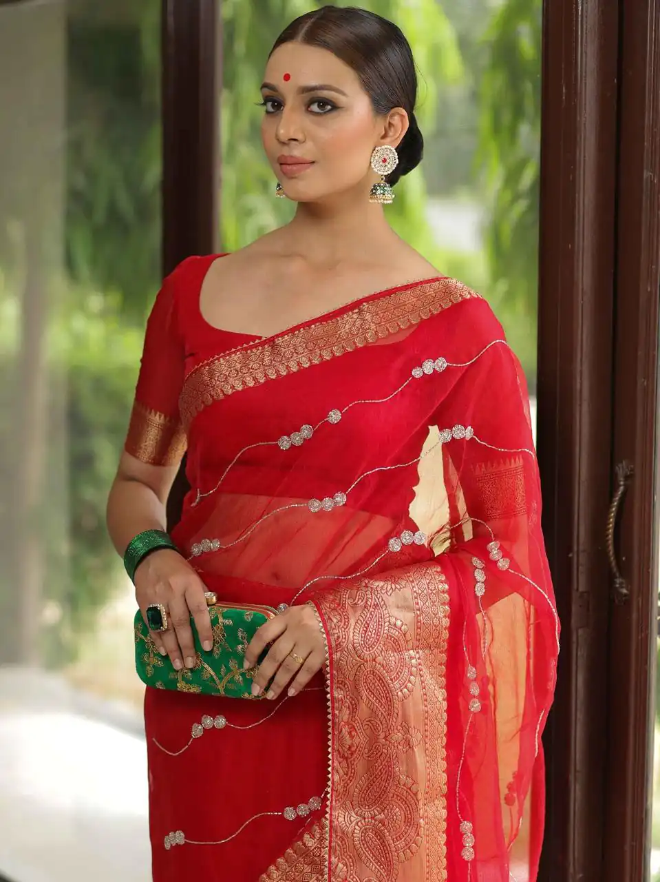 MS Kora Red Color Organza Sequins Lehriya Embroidery Saree Casual, Party Wear, Wedding, Events, Etc. Expected Delivery 4-6 Working Days 1599/- | Bollywood Sarees, Creative Sarees, Designer Sarees, Embroidered Sarees, Ethnic Saree, Modern Digital sarees, Party Wear Sarees, Sarees