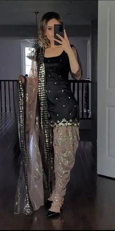 MF 372 Black Color Faux Georgette Embroidery Sequence Salwar Suit Wedding, Party, Festive, Events Etc. Expected 4-6 Working Days @2149/- | Casual Suits, Creative suits, Designer Suits, Palazzo Suits, Party Wear Suits, Patiala Suits, Salwar suit, Straight Suits