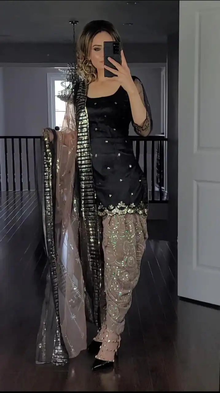 MF 372 Black Color Faux Georgette Embroidery Sequence Salwar Suit  Wedding, Party, Festive, Events Etc. Expected 4-6 Working Days @2149/- | Casual Suits, Creative suits, Designer Suits, Palazzo Suits, Party Wear Suits, Patiala Suits, Salwar suit, Straight Suits