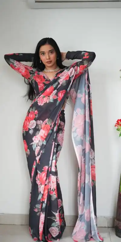 SC 263 Black Color Pure Soft Georgette Silk Design All Over Saree , Party Wear, Events, Festivals Expected Delivery 4-6 Working Days 1599/- | Bollywood Sarees, Creative Sarees, Designer Sarees, Embroidered Sarees, Ethnic Saree, Modern Digital sarees, Party Wear Sarees, Sarees