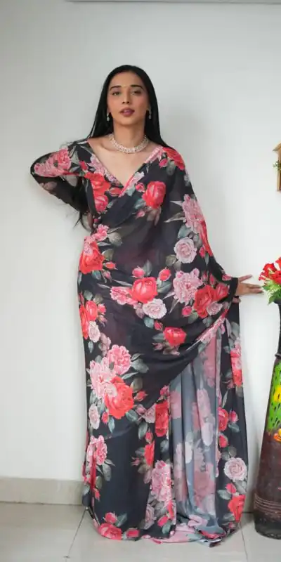 SC 263 Black Color Pure Soft Georgette Silk Design All Over Saree , Party Wear, Events, Festivals Expected Delivery 4-6 Working Days 1599/- | Bollywood Sarees, Creative Sarees, Designer Sarees, Embroidered Sarees, Ethnic Saree, Modern Digital sarees, Party Wear Sarees, Sarees