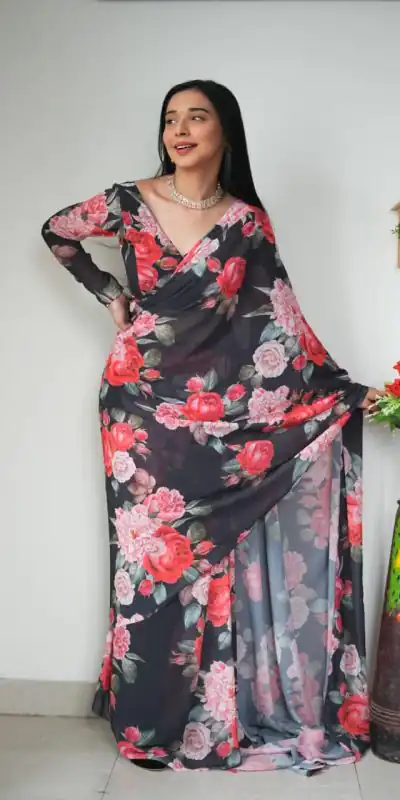 SC 263 Black Color Pure Soft Georgette Silk Design All Over Saree , Party Wear, Events, Festivals Expected Delivery 4-6 Working Days 1599/- | Bollywood Sarees, Creative Sarees, Designer Sarees, Embroidered Sarees, Ethnic Saree, Modern Digital sarees, Party Wear Sarees, Sarees