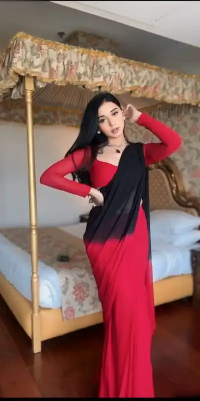  SC 274 Black & Red Color Pure Soft Georgette Silk Design All Over Saree , Party Wear, Events, Festivals Expected Delivery 4-6 Working Days 1599/- | Bollywood Sarees, Creative Sarees, Designer Sarees, Embroidered Sarees, Ethnic Saree, Modern Digital sarees, Party Wear Sarees, Sarees