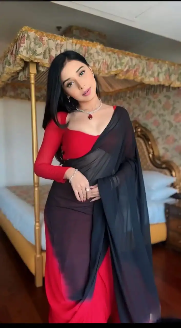  SC 274 Black & Red Color Pure Soft Georgette Silk Design All Over Saree , Party Wear, Events, Festivals Expected Delivery 4-6 Working Days 1599/- | Bollywood Sarees, Creative Sarees, Designer Sarees, Embroidered Sarees, Ethnic Saree, Modern Digital sarees, Party Wear Sarees, Sarees