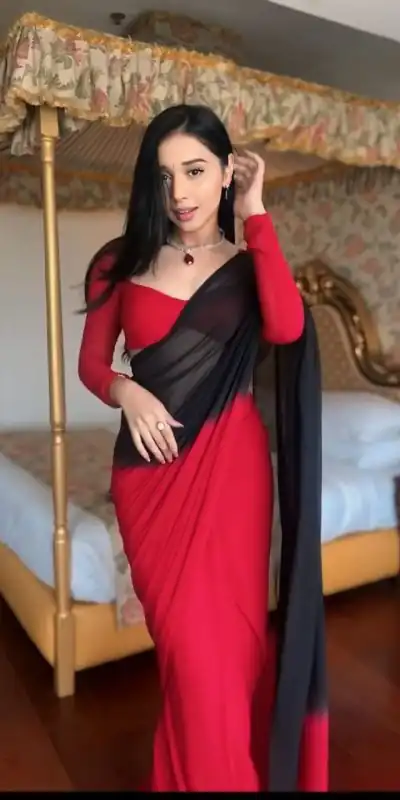  SC 274 Black & Red Color Pure Soft Georgette Silk Design All Over Saree , Party Wear, Events, Festivals Expected Delivery 4-6 Working Days 1599/- | Bollywood Sarees, Creative Sarees, Designer Sarees, Embroidered Sarees, Ethnic Saree, Modern Digital sarees, Party Wear Sarees, Sarees