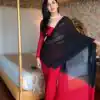 Grand Black & Red Color Soft Georgette Silk Design All Over Saree