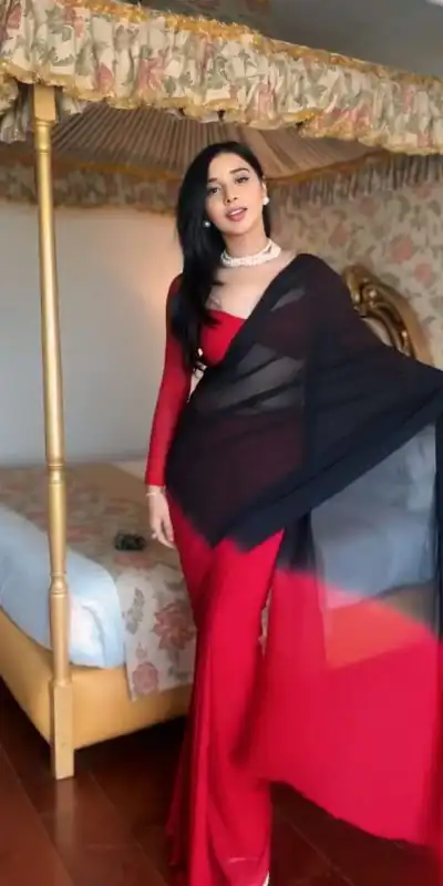  SC 274 Black & Red Color Pure Soft Georgette Silk Design All Over Saree , Party Wear, Events, Festivals Expected Delivery 4-6 Working Days 1599/- | Bollywood Sarees, Creative Sarees, Designer Sarees, Embroidered Sarees, Ethnic Saree, Modern Digital sarees, Party Wear Sarees, Sarees