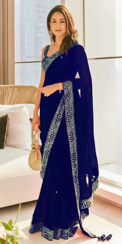 DS BT 381 Blue Color Georgette Dori Thread Sequence Work Saree Wedding, Party, Festive, Events Expected Delivery 4-6 Working Days @ 1699/- | Bollywood Sarees, Creative Sarees, Designer Sarees, Embroidered Sarees, Ethnic Saree, Modern Digital sarees, Party Wear Sarees, Sarees