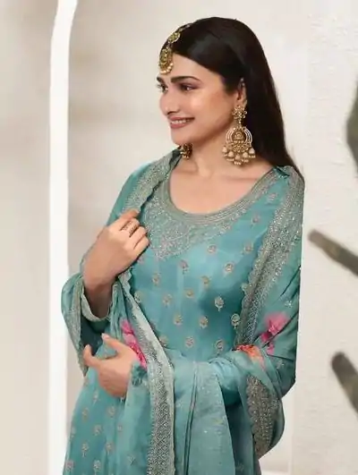 DS 67832 Blue color Viscose Chinon Embroidered Sequence Salwar Suit Casual, Wedding, Party, Festive, Events . Expected Delivery  4-6 Working Days @2849/- | Casual Suits, Creative suits, Designer Suits, Palazzo Suits, Party Wear Suits, Patiala Suits, Salwar suit, Straight Suits