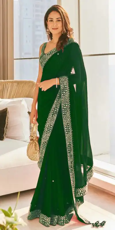 DS BT 381 Green Color Georgette Dori Thread Sequence Work Saree Wedding, Party, Festive, Events Expected Delivery 4-6 Working Days @ 1699/- | Bollywood Sarees, Creative Sarees, Designer Sarees, Embroidered Sarees, Ethnic Saree, Modern Digital sarees, Party Wear Sarees, Sarees