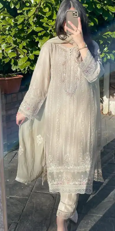 LG 1842 Light Grey Color Georgette Sequence Embroidery Salwar Suit Casual, Wedding, Festive, Events Expected Delivery 4-6 Working Days @2049/- | Jump Suits, Casual Suits, Creative suits, Designer Suits, Palazzo Suits, Party Wear Suits, Patiala Suits, Salwar suit, Straight Suits