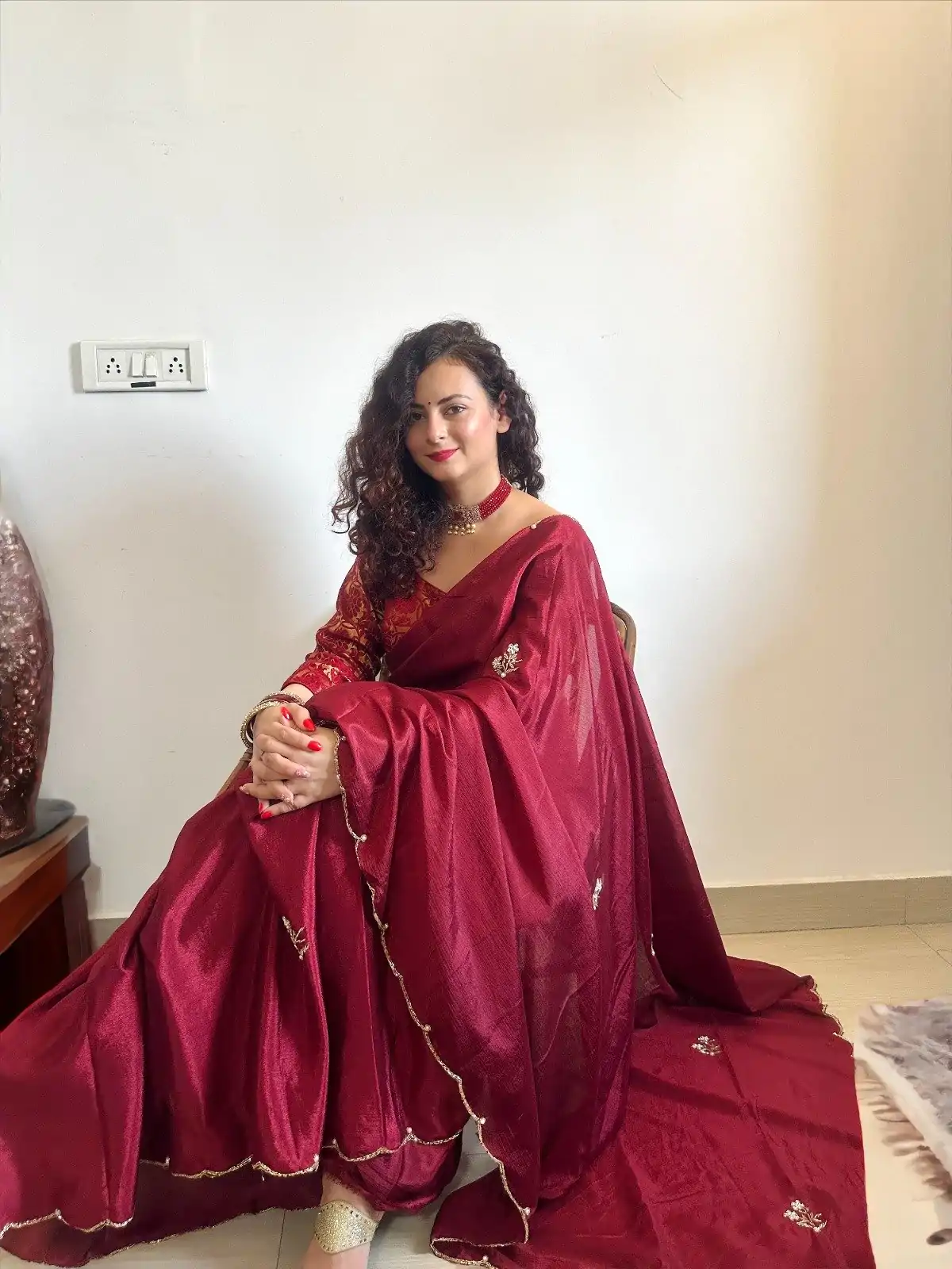   AC BEAUTY Marron Color Soft Chinnon Hand Work Flower Design Saree Casual, Wedding, Festive, Events Expected Delivery 4-6 Working Days @2449/- | Bollywood Sarees, Creative Sarees, Designer Sarees, Embroidered Sarees, Ethnic Saree, Modern Digital sarees, Party Wear Sarees, Sarees