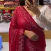 Grand Red Color Georgette Shining Diamond All Over Saree
