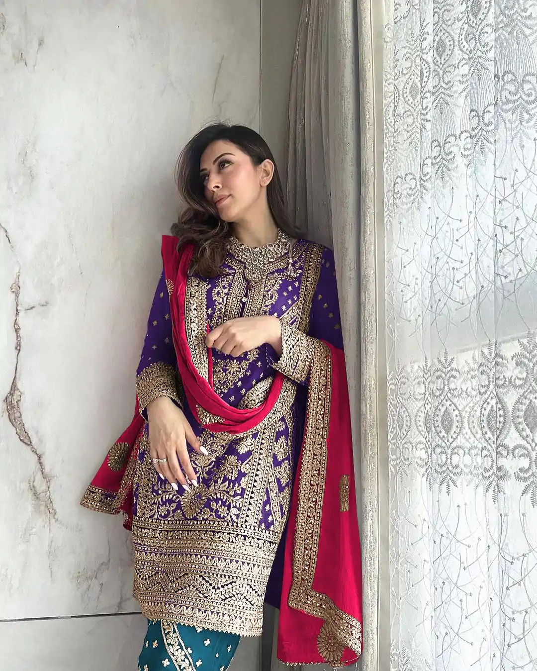 SSR 447 Violet Color Georgette Embroidery Salwar Suit Wedding, Party, Festive, Events Expected Delivery 4-6 Working Days @ 2249/- Only | Casual Suits, Creative suits, Designer Suits, Party Wear Suits, Salwar suit, Straight Suits
