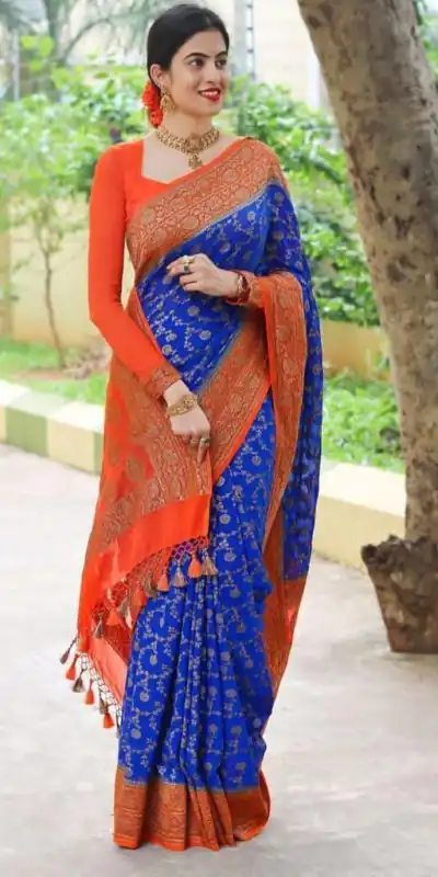 ES 8153 Blue Color Soft Lichi Silk Beautiful Design Work Saree Casual, Wedding, Party, Festive, Events Etc. Expected Delivery 4-6 Working Days @1499/- | Bollywood Sarees, Creative Sarees, Designer Sarees, Embroidered Sarees, Ethnic Saree, Modern Digital sarees, Party Wear Sarees, Sarees