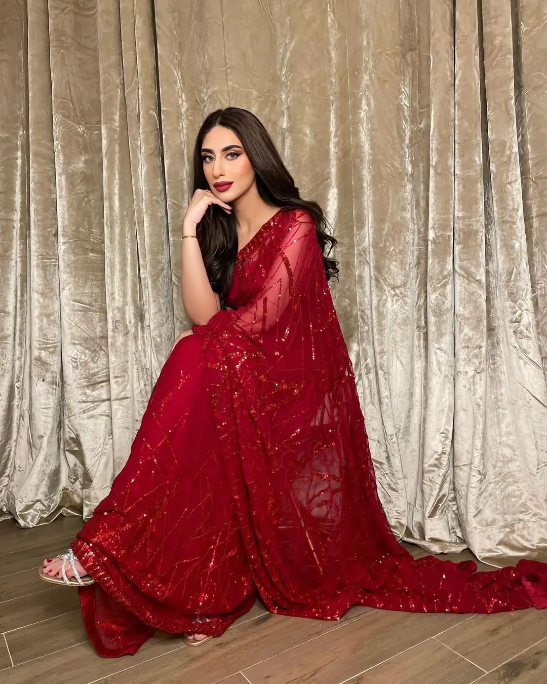 JR 615 Red Color Georgette Embroidery Sequence Piping Saree Casual, Wedding, Festive, Events Expected Delivery  4-6 Working Days @1799/- | Bollywood Sarees, Creative Sarees, Designer Sarees, Embroidered Sarees, Ethnic Saree, Modern Digital sarees, Party Wear Sarees, Sarees