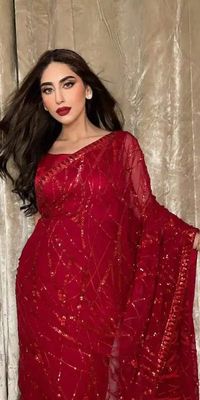 JR 615 Red Color Georgette Embroidery Sequence Piping Saree Casual, Wedding, Festive, Events Expected Delivery  4-6 Working Days @1799/- | Bollywood Sarees, Creative Sarees, Designer Sarees, Embroidered Sarees, Ethnic Saree, Modern Digital sarees, Party Wear Sarees, Sarees