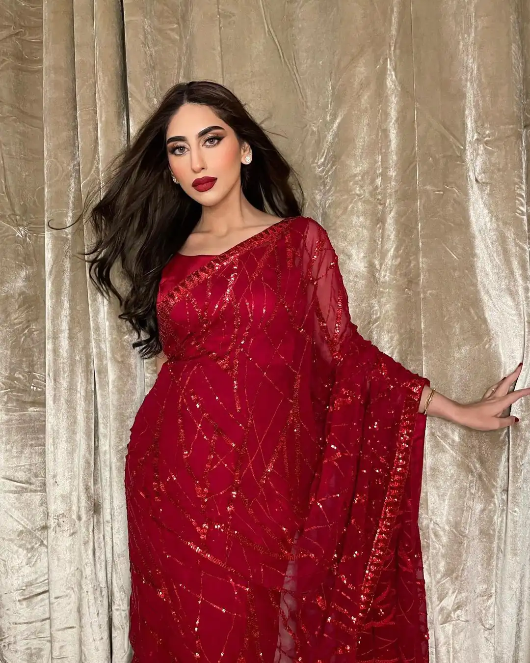 JR 615 Red Color Georgette Embroidery Sequence Piping Saree Casual, Wedding, Festive, Events Expected Delivery  4-6 Working Days @1799/- | Bollywood Sarees, Creative Sarees, Designer Sarees, Embroidered Sarees, Ethnic Saree, Modern Digital sarees, Party Wear Sarees, Sarees