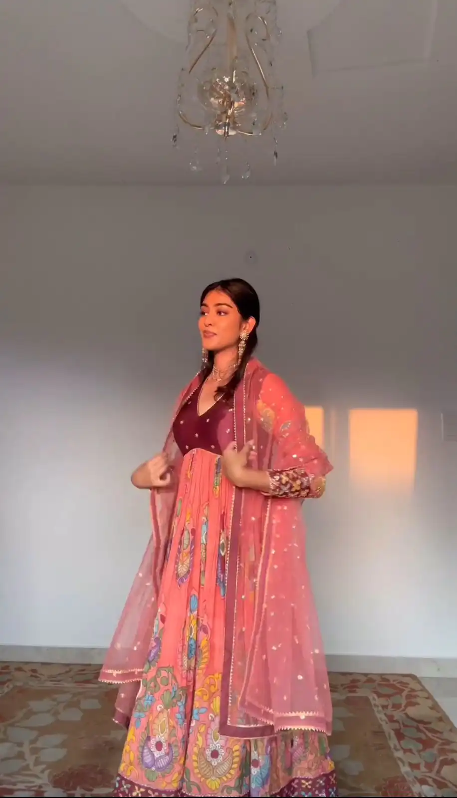 PC 379 Pink Color Chant Crepe Kalamkari Printed Gown Casual, Party Wear, Events, Festivals Wear Etc. Expected Delivery 4-6 Working Days @1999/- | Bollywood Gowns, Creative Gowns, Designer Gowns, Embroidered Gowns, Gowns, Party Wear Gowns