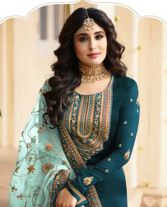 DS 22421 Blue color Georgette Embroidered Sequence Salwar Suit Casual, Wedding, Party, Festive, Events . Expected Delivery  4-6 Working Days @2349/- | Casual Suits, Creative suits, Designer Suits, Palazzo Suits, Party Wear Suits, Patiala Suits, Salwar suit, Straight Suits