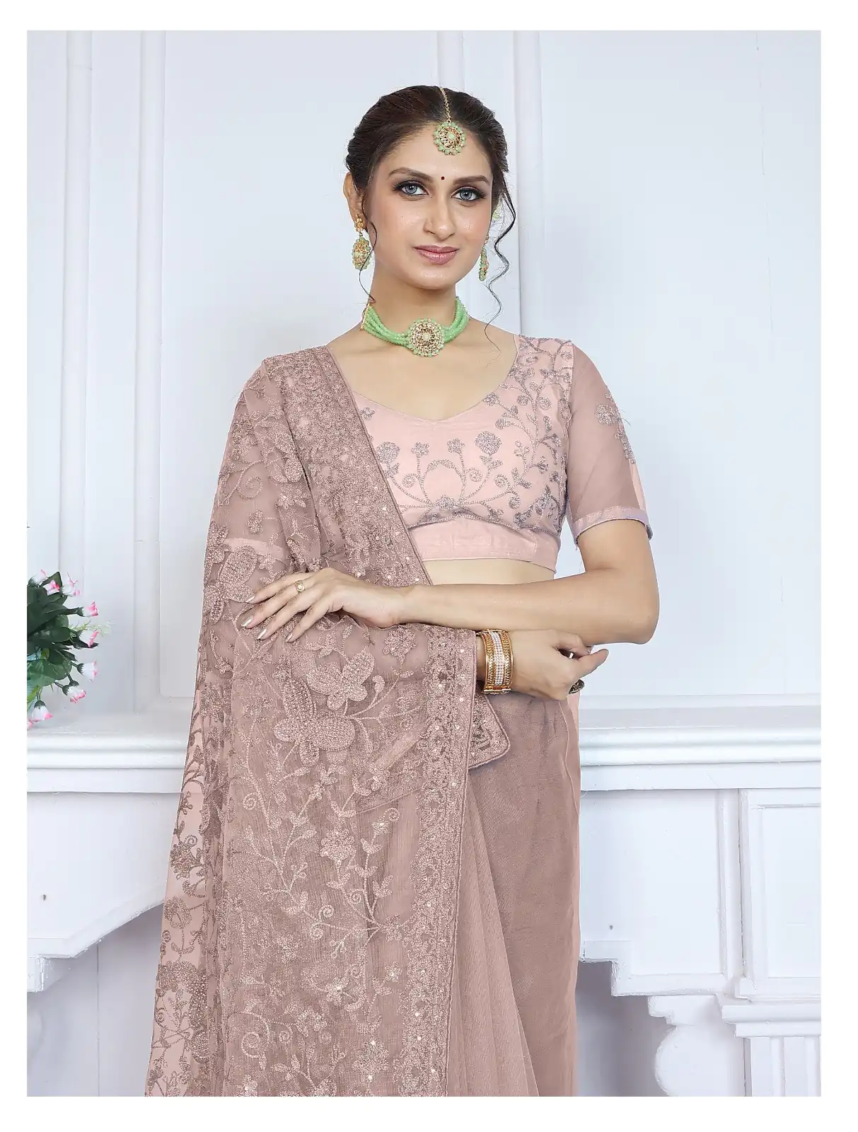 BT RIDDHI Brown Color Butterfly Net Embroidery Sequence Saree Casual, Party Wear, Traditional Wear, Wedding Wear, Events Etc.@2149/- | Bollywood Sarees, Creative Sarees, Designer Sarees, Ethnic Saree, Modern Digital sarees, Party Wear Sarees, Sarees