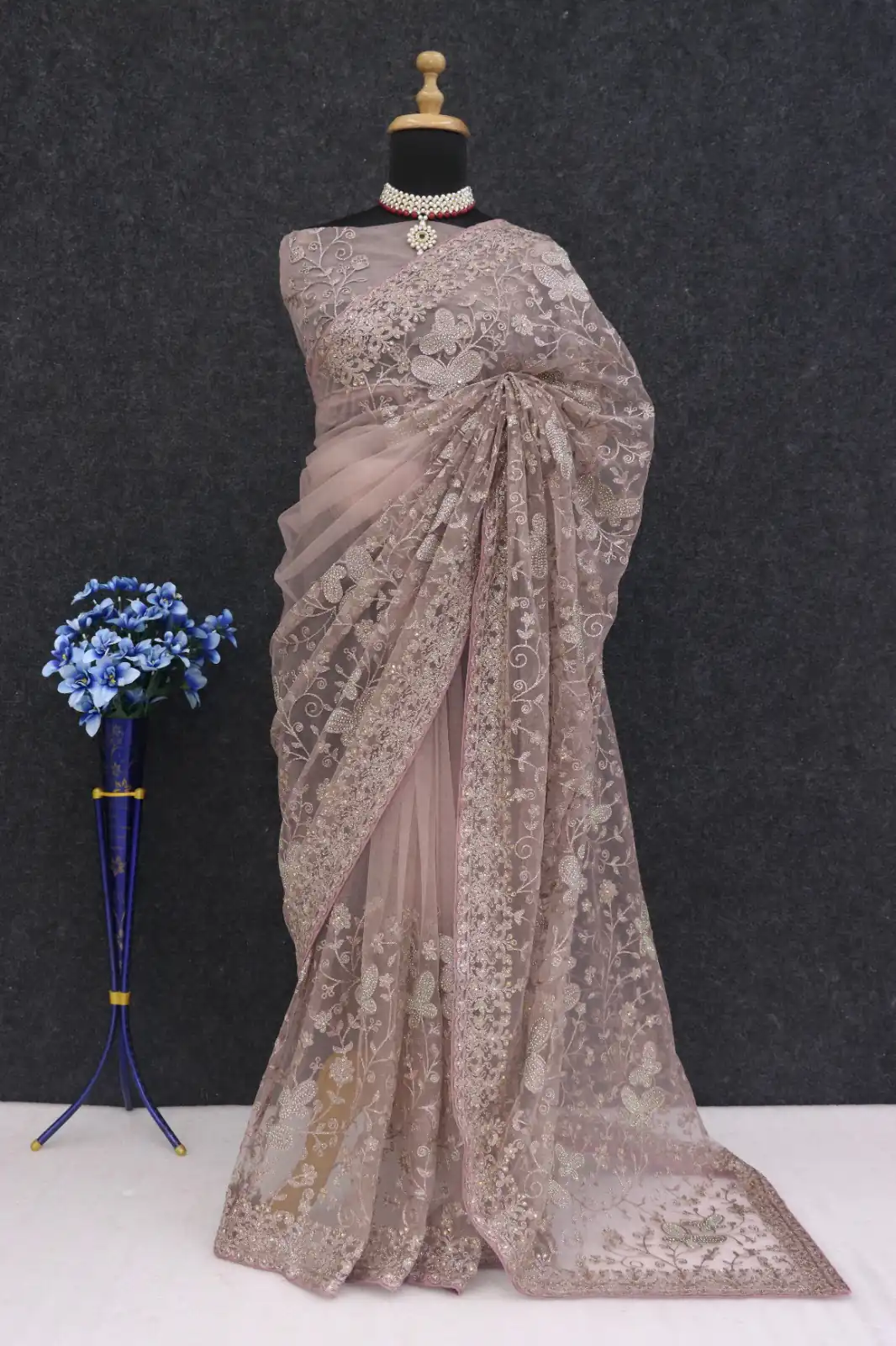 BT RIDDHI Brown Color Butterfly Net Embroidery Sequence Saree Casual, Party Wear, Traditional Wear, Wedding Wear, Events Etc.@2149/- | Bollywood Sarees, Creative Sarees, Designer Sarees, Ethnic Saree, Modern Digital sarees, Party Wear Sarees, Sarees