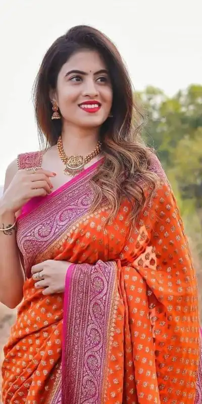SC Orange butti Color Soft Silk Golden Zari Design Work Saree , Party Wear, Events, Festivals Expected Delivery 4-6 Working Days 1499/- | Bollywood Sarees, Creative Sarees, Designer Sarees, Embroidered Sarees, Ethnic Saree, Modern Digital sarees, Party Wear Sarees, Sarees