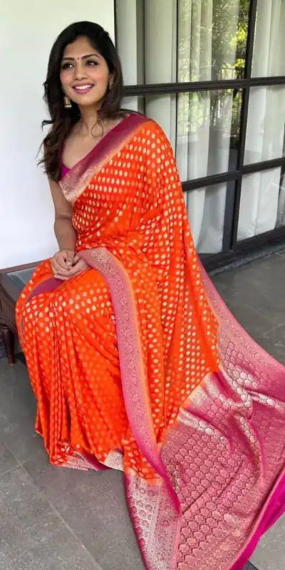 SC Orange butti Color Soft Silk Golden Zari Design Work Saree , Party Wear, Events, Festivals Expected Delivery 4-6 Working Days 1499/- | Bollywood Sarees, Creative Sarees, Designer Sarees, Embroidered Sarees, Ethnic Saree, Modern Digital sarees, Party Wear Sarees, Sarees