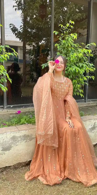 RTC 5712 Peach Color Georgette Thread Sequence Anarkali Suit Wedding, Party, Festive, Events Etc. Expected Delivery 4-6 Working Days @2199/- | Anarkali Suits, Bollywood Anarkali, Creative-Anarkali, Designer Anarkali, Embroidered Anarkali, Party Wear Anarkali