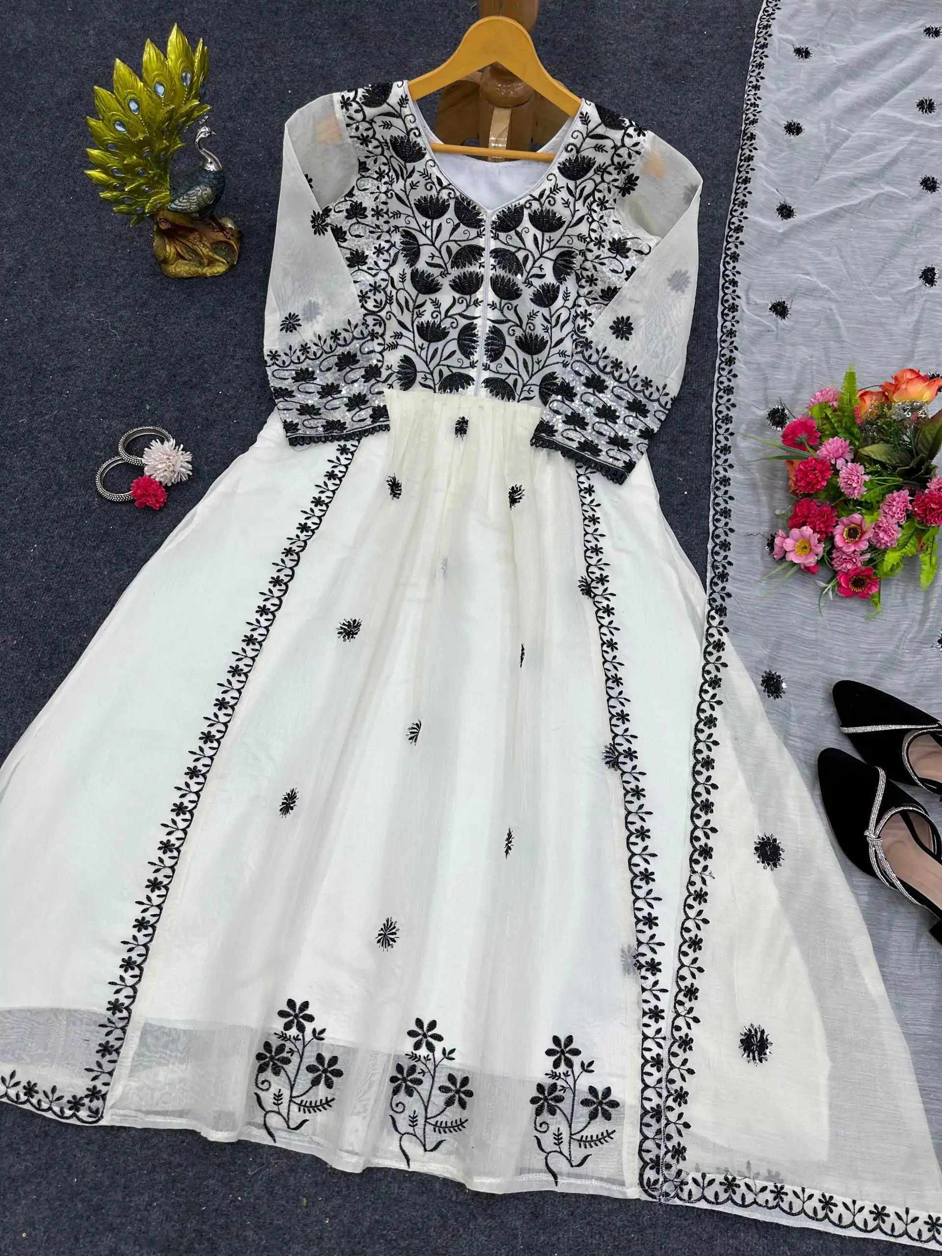 RTC 5708 White Color Chanderi Thread Sequence Salwar Suit Wedding, Party, Festive, Events Etc. Expected Delivery 4-6 Working Days @1999/- | Casual Suits, Creative suits, Designer Suits, Palazzo Suits, Party Wear Suits, Patiala Suits, Salwar suit, Straight Suits