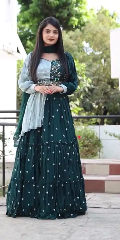 PC 233 Green Color Heavy Chinon Embroidery Lehenga Choli Casual, Party Wear, Events, Festivals Wear Expected Delivery 4-6 Working Days @2699/- | Bollywood Lehenga, Creative Lehenga, Designer Lehenga, Embroidered Lehenga, Lehenga, Party Wear Lehenga
