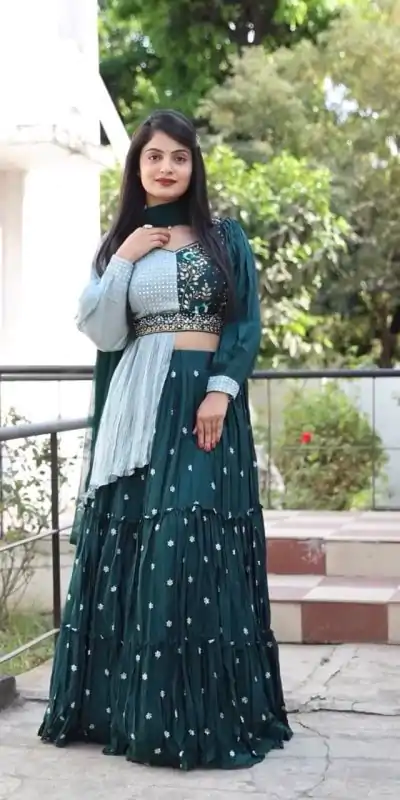 PC 233 Green Color Heavy Chinon Embroidery Lehenga Choli Casual, Party Wear, Events, Festivals Wear Expected Delivery 4-6 Working Days @2699/- | Bollywood Lehenga, Creative Lehenga, Designer Lehenga, Embroidered Lehenga, Lehenga, Party Wear Lehenga