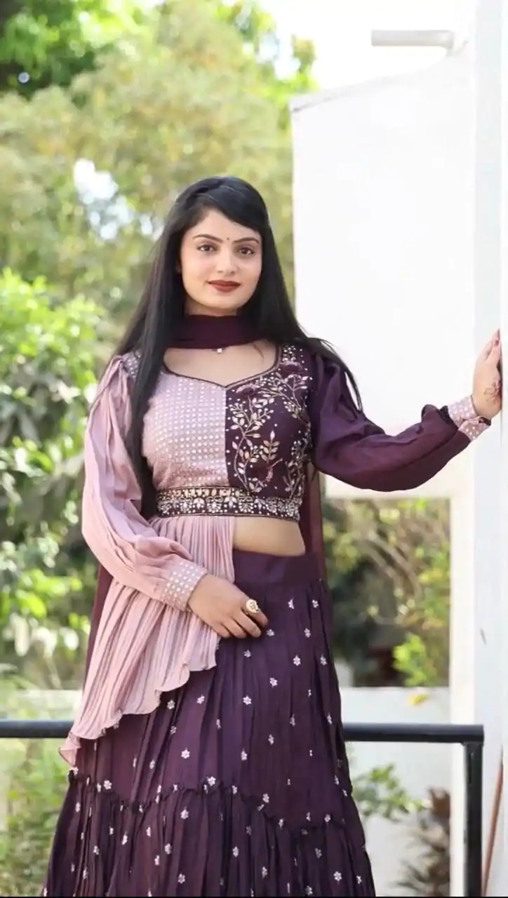 PC 233 Purple Color Heavy Chinon Embroidery Lehenga Choli Casual, Party Wear, Events, Festivals Wear Expected Delivery 4-6 Working Days @2699/- | Bollywood Lehenga, Creative Lehenga, Designer Lehenga, Embroidered Lehenga, Lehenga, Party Wear Lehenga