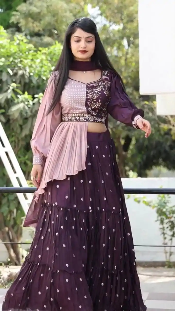 PC 233 Purple Color Heavy Chinon Embroidery Lehenga Choli Casual, Party Wear, Events, Festivals Wear Expected Delivery 4-6 Working Days @2699/- | Bollywood Lehenga, Creative Lehenga, Designer Lehenga, Embroidered Lehenga, Lehenga, Party Wear Lehenga