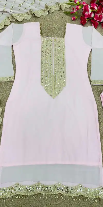ZF 1604 Baby Pink Color Georgette Embroidery Diamond Handwork Salwar Suit Casual, Wedding, Party, Events Etc. Expected Delivery 4-6 Working Days 1949/- | Jump Suits, Casual Suits, Creative suits, Designer Suits, Palazzo Suits, Party Wear Suits, Patiala Suits, Salwar suit, Straight Suits