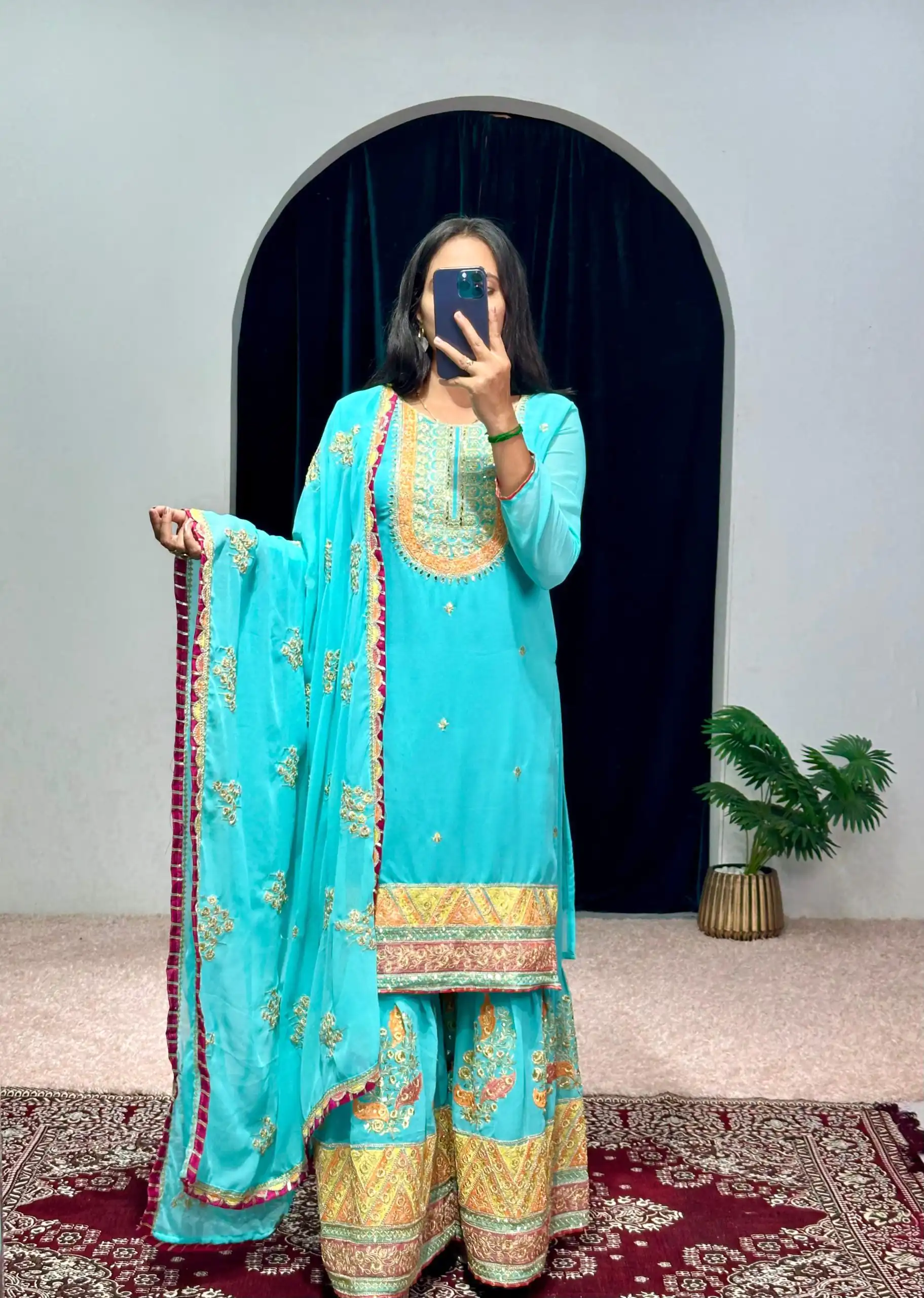 ST 1050 Blue Color Georgette Embroidery Stone & Mirror Salwar Suit Casual, Wedding, Party, Festive, Events Etc. Expected Delivery 4-6 Working Days @2199/- | Jump Suits, Casual Suits, Creative suits, Designer Suits, Palazzo Suits, Party Wear Suits, Patiala Suits, Salwar suit, Straight Suits