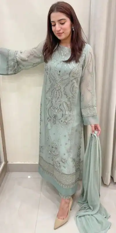 AD154 Blue Grey Color Georgette Embroidery Sequence Salwar Suit Wedding, Party, Festive, Events Expected Delivery 4-6 Working Days @ 2099/- | Casual Suits, Creative suits, Designer Suits, Palazzo Suits, Party Wear Suits, Patiala Suits, Salwar suit, Straight Suits