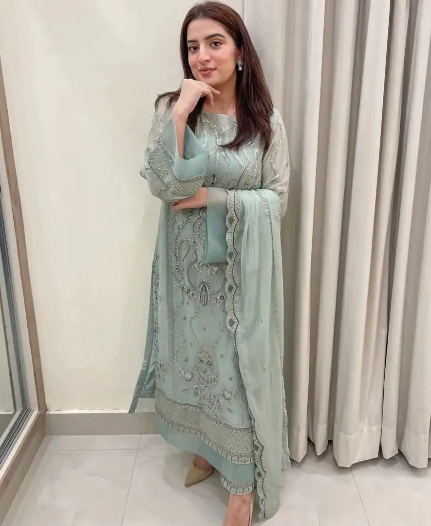 AD154 Blue Grey Color Georgette Embroidery Sequence Salwar Suit Wedding, Party, Festive, Events Expected Delivery 4-6 Working Days @ 2099/- | Casual Suits, Creative suits, Designer Suits, Palazzo Suits, Party Wear Suits, Patiala Suits, Salwar suit, Straight Suits