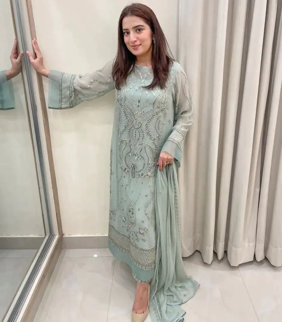 AD154 Blue Grey Color Georgette Embroidery Sequence Salwar Suit Wedding, Party, Festive, Events Expected Delivery 4-6 Working Days @ 2099/- | Casual Suits, Creative suits, Designer Suits, Palazzo Suits, Party Wear Suits, Patiala Suits, Salwar suit, Straight Suits