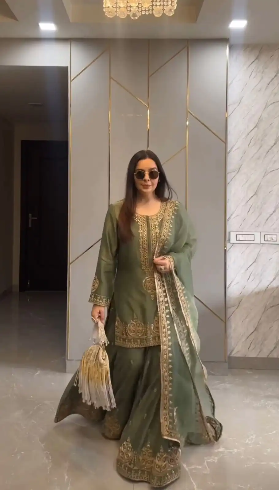 ZF 375 Green Color Chinnon Silk Embroidery Sequence Salwar Suit Casual, Wedding, Party, Events Etc. Expected Delivery 4-6 Working Days 2099/- | Jump Suits, Casual Suits, Creative suits, Designer Suits, Palazzo Suits, Party Wear Suits, Patiala Suits, Salwar suit, Straight Suits